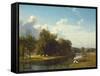 A River Landscape, Westphalia. 1855-Albert Bierstadt-Framed Stretched Canvas