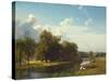 A River Landscape, Westphalia. 1855-Albert Bierstadt-Stretched Canvas