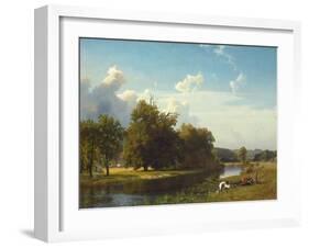 A River Landscape, Westphalia. 1855-Albert Bierstadt-Framed Giclee Print