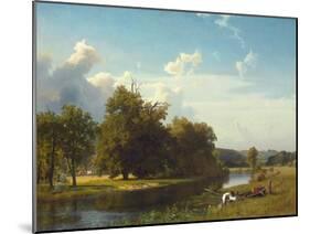 A River Landscape, Westphalia. 1855-Albert Bierstadt-Mounted Giclee Print