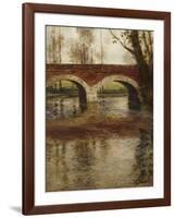 A River Landscape with a Bridge-Fritz Thaulow-Framed Giclee Print