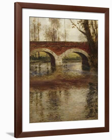 A River Landscape with a Bridge-Fritz Thaulow-Framed Giclee Print