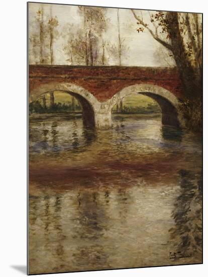 A River Landscape with a Bridge-Fritz Thaulow-Mounted Giclee Print