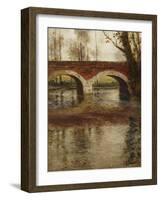 A River Landscape with a Bridge-Fritz Thaulow-Framed Giclee Print