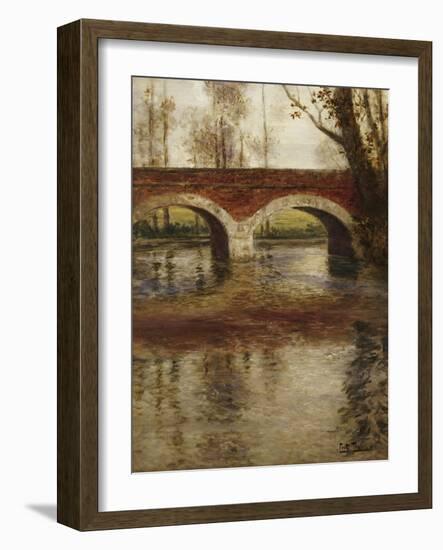 A River Landscape with a Bridge-Fritz Thaulow-Framed Giclee Print