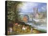 A River Landscape with a Watermill-Jan Brueghel the Younger-Stretched Canvas