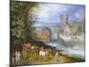 A River Landscape with a Watermill-Jan Brueghel the Younger-Mounted Giclee Print