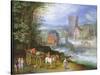 A River Landscape with a Watermill-Jan Brueghel the Younger-Stretched Canvas