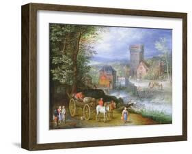 A River Landscape with a Watermill-Jan Brueghel the Younger-Framed Giclee Print