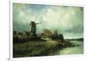 A River Landscape with a Windmill-Victor Dupre-Framed Giclee Print