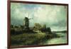 A River Landscape with a Windmill-Victor Dupre-Framed Giclee Print