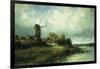 A River Landscape with a Windmill-Victor Dupre-Framed Giclee Print