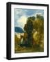 A River Landscape with an Angler and his Dog-John Sell Cotman-Framed Giclee Print