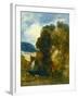 A River Landscape with an Angler and his Dog-John Sell Cotman-Framed Giclee Print