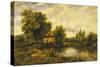 A River Landscape with an Angler by a Mill-Frederick Waters Watts-Stretched Canvas