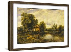 A River Landscape with an Angler by a Mill-Frederick Waters Watts-Framed Giclee Print