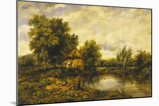 A River Landscape with an Angler by a Mill-Frederick Waters Watts-Mounted Giclee Print