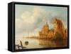 A River Landscape with Fishermen by a Castle-Claude de Jongh-Framed Stretched Canvas