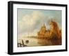 A River Landscape with Fishermen by a Castle-Claude de Jongh-Framed Giclee Print