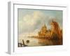 A River Landscape with Fishermen by a Castle-Claude de Jongh-Framed Giclee Print