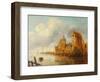 A River Landscape with Fishermen by a Castle-Claude de Jongh-Framed Giclee Print