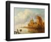 A River Landscape with Fishermen by a Castle-Claude de Jongh-Framed Giclee Print