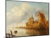 A River Landscape with Fishermen by a Castle-Claude de Jongh-Mounted Giclee Print