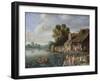 A River Landscape with Gentry at a Village Inn-Jan van Kessel the Elder-Framed Giclee Print