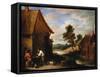 A River Landscape with Peasants Outside a Tavern-Jean B?raud-Framed Stretched Canvas