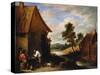 A River Landscape with Peasants Outside a Tavern-Jean B?raud-Stretched Canvas