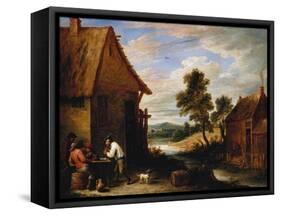 A River Landscape with Peasants Outside a Tavern-Jean B?raud-Framed Stretched Canvas