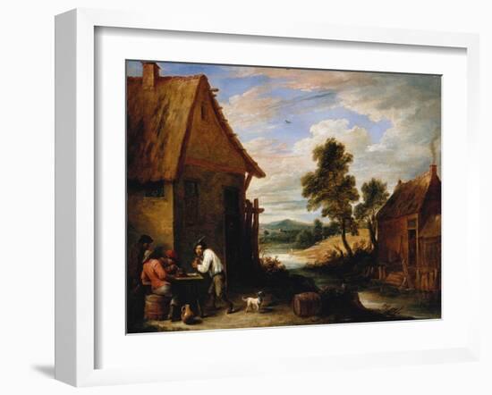 A River Landscape with Peasants Outside a Tavern-Jean B?raud-Framed Giclee Print