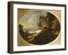 A River Landscape with Rustic Lovers, a Mounted Herdsman Driving Cattle and Sheep over a Bridge-Thomas Gainsborough-Framed Giclee Print