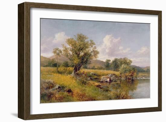 A River Landscape-David Bates-Framed Giclee Print