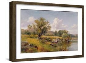 A River Landscape-David Bates-Framed Giclee Print