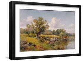 A River Landscape-David Bates-Framed Giclee Print