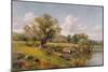 A River Landscape-David Bates-Mounted Giclee Print