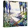 A River Meandering from a Distant Mountain Range at Dusk, with Cypress, Lilies, Poppies and Irises-Tiffany Studios-Stretched Canvas