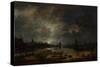 A River Near a Town, by Moonlight, C. 1645-Aert van der Neer-Stretched Canvas