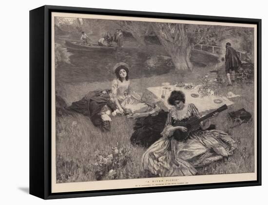 A River Picnic-William Hatherell-Framed Stretched Canvas