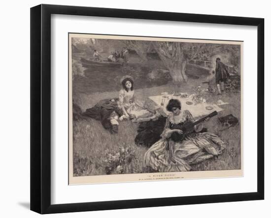 A River Picnic-William Hatherell-Framed Giclee Print