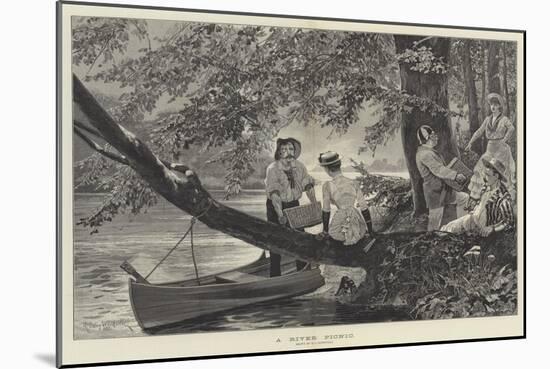 A River Picnic-Richard Caton Woodville II-Mounted Giclee Print