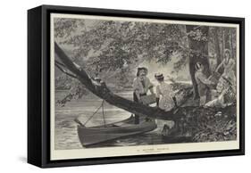 A River Picnic-Richard Caton Woodville II-Framed Stretched Canvas