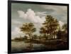 A River Scene, 1658 (Oil on Oak Panel)-Meindert Hobbema-Framed Giclee Print