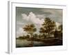 A River Scene, 1658 (Oil on Oak Panel)-Meindert Hobbema-Framed Giclee Print