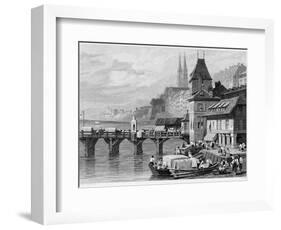 A River Scene at Basel-null-Framed Giclee Print