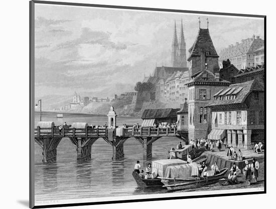 A River Scene at Basel-null-Mounted Giclee Print