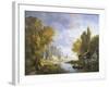 A River Scene in France-Charles Euphrasie Kuwasseg-Framed Giclee Print