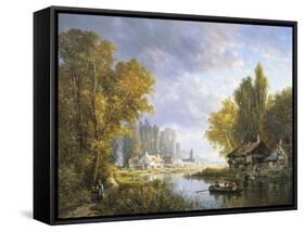 A River Scene in France-Charles Euphrasie Kuwasseg-Framed Stretched Canvas