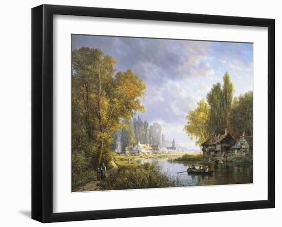 A River Scene in France-Charles Euphrasie Kuwasseg-Framed Giclee Print